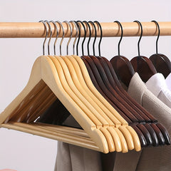 Non-Slip Wooden Clothes Hangers - Solid Wood Hangers for Closet