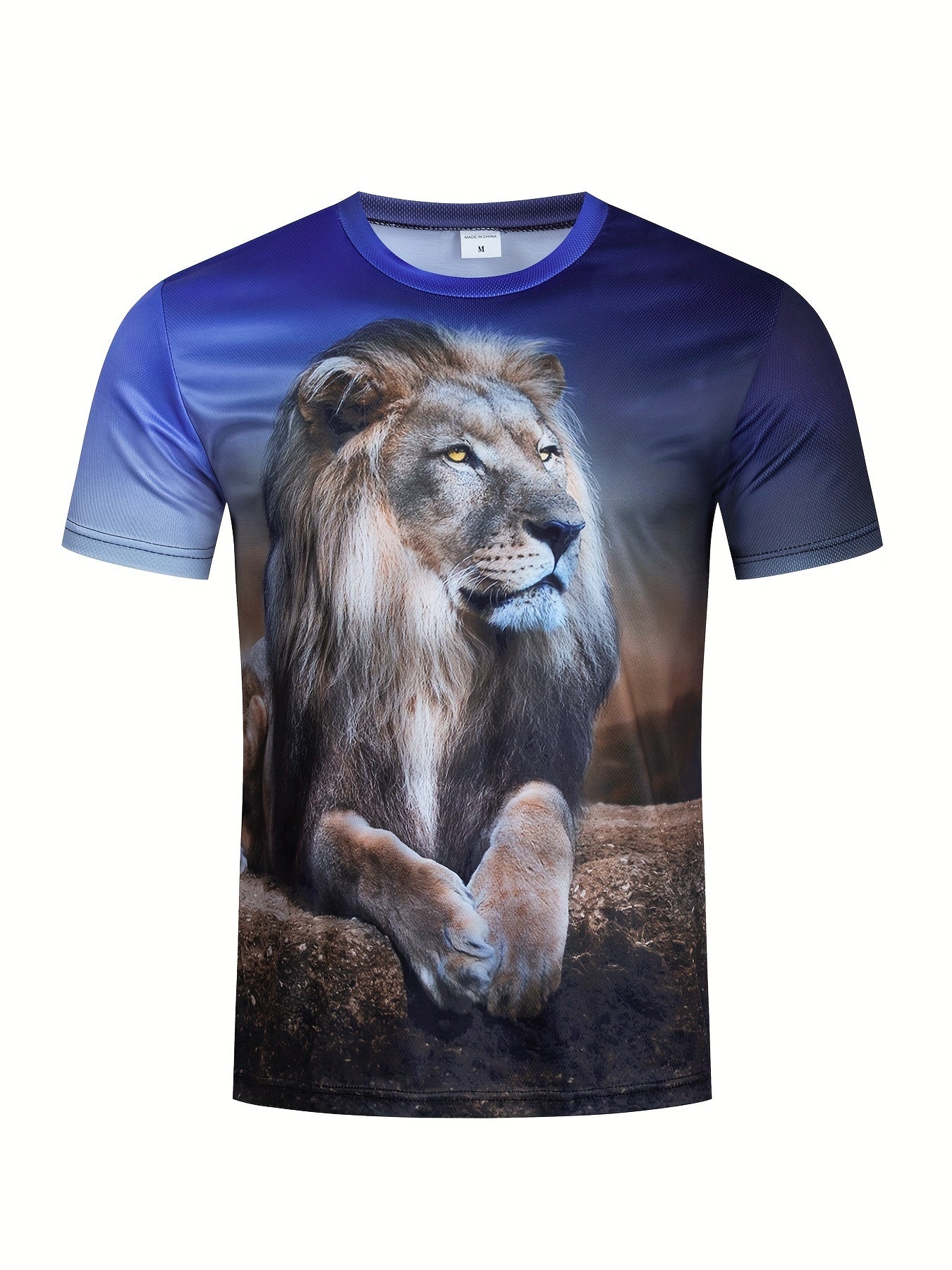 Men's Lion Pattern 3D Print T-shirt & Shorts Set for Fitness