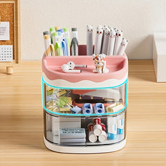 Rotary Office Penholder Desktop Desk Penholder Transparent Storage