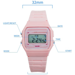 Waterproof Square Electronic Student Wrist Watch Digital Watch For Girls