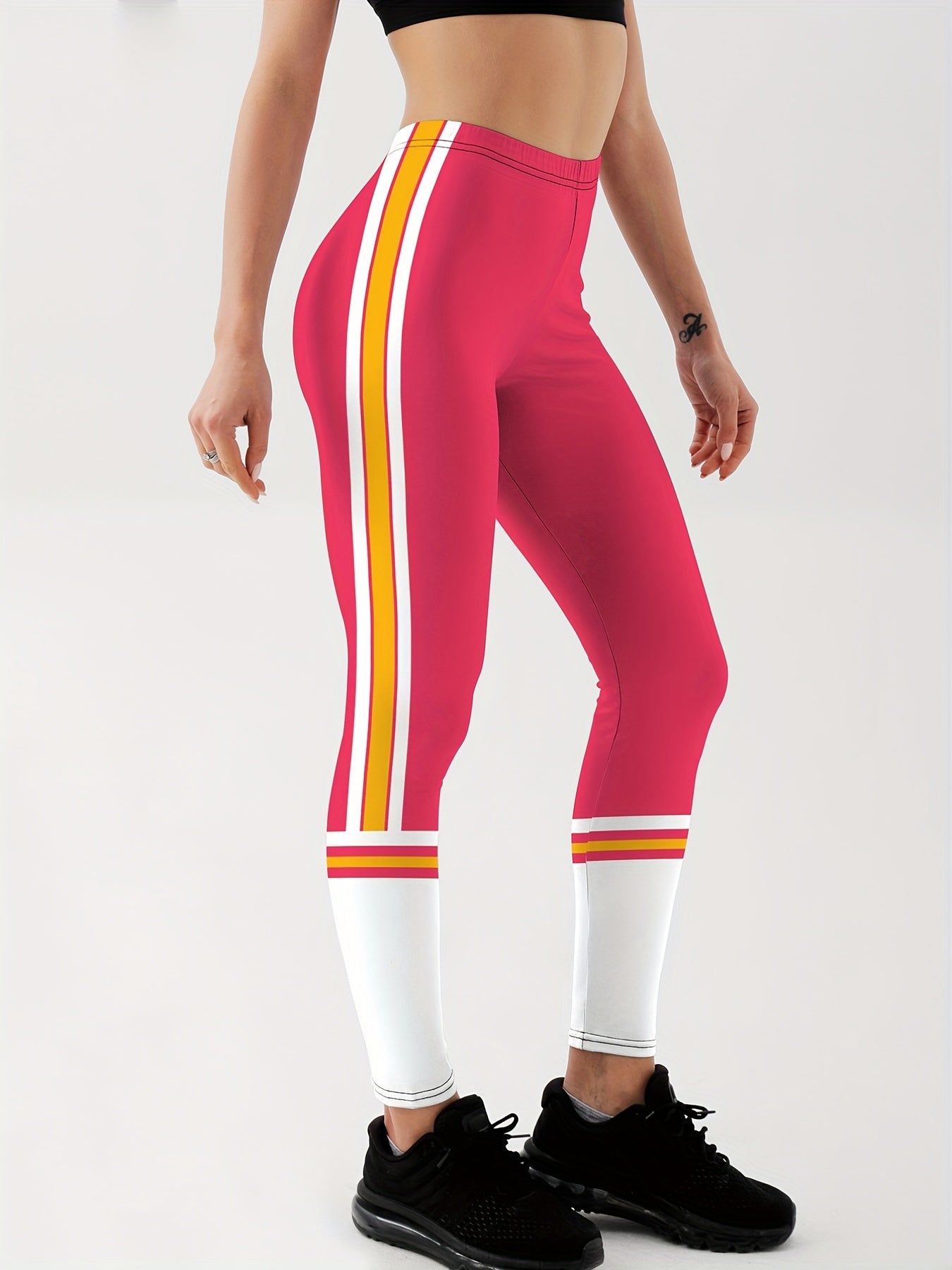 Striped Printed Sports Leggings Workout Running Fitness Pants