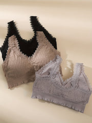 3pcs Lace Wireless Bras Comfy & Stretch Women's Lingerie