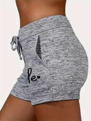 Smile Print Drawstring Shorts Casual Shorts For Summer