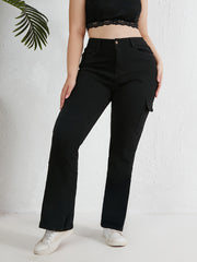 Stretch Cargo Flare Leg Jeans