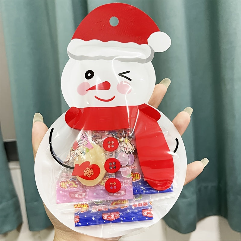 10pcs Christmas Snowman Candy Ziplock Bags - Party Decoration Packaging