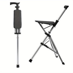 Portable Cane Seat, 117.93KG Capacity, Aluminum Alloy, Durable