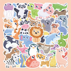 52 Cartoon Animal Stickers Waterproof for Laptop Phone Case Decoration