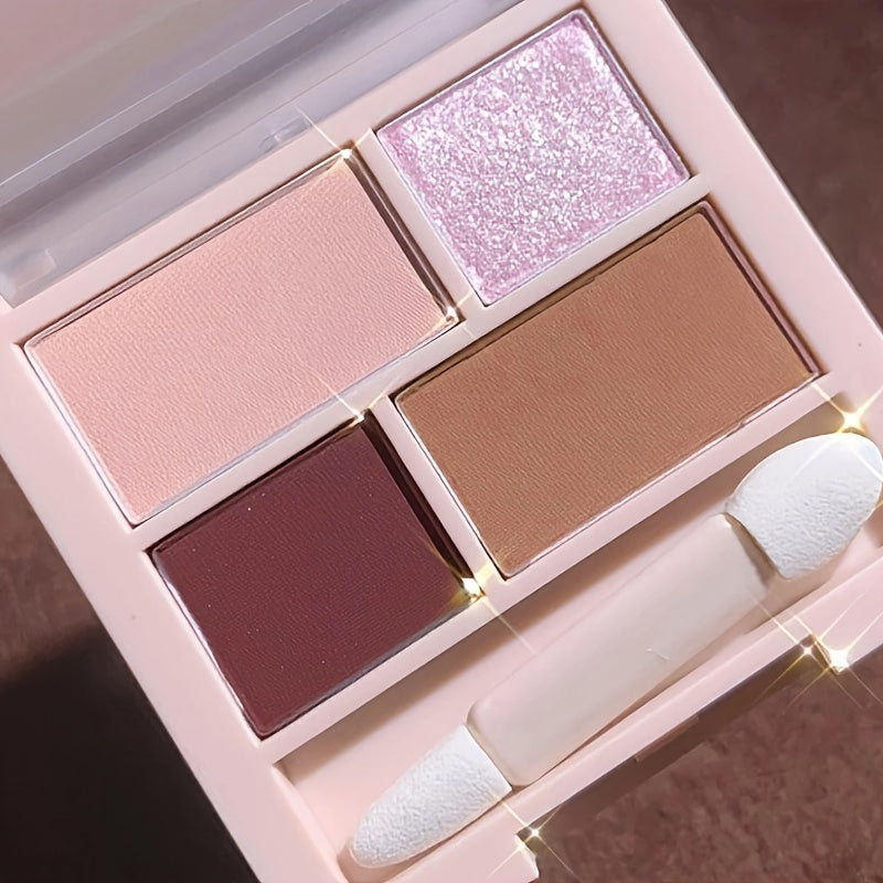 4 Color Eyeshadow Palette Pearly Matte Glitter Pink Sequins