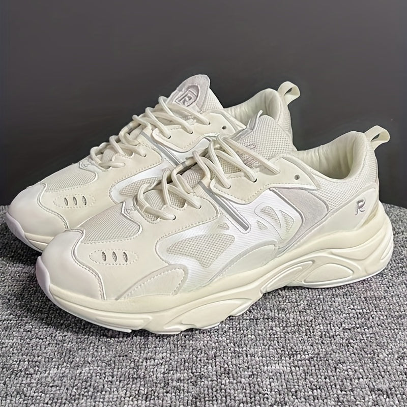 Women's Lace Up Mesh Chunky Sneakers Solid Thick Sole Running Shoes