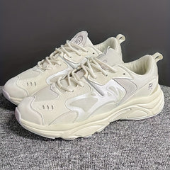 Women's Lace Up Mesh Chunky Sneakers Solid Thick Sole Running Shoes