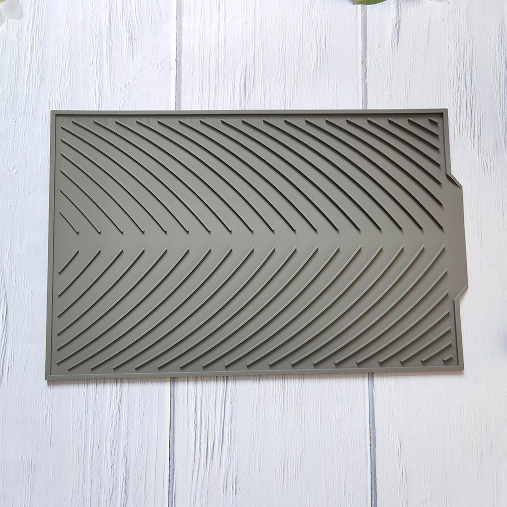 Non Slip Silicone Dish Drying Mat Foldable Draining Tray Gray