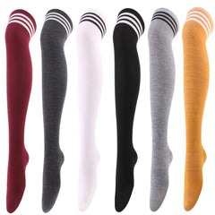 Striped Trim Thigh High Socks Over The Knee Women's Stockings