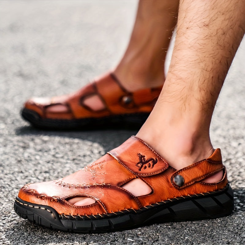 Men's Leather Hiking Sandals Beach Water Shoes