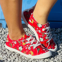 Women's Red Christmas Sneakers Non-Slip Soft Lightweight Shoes