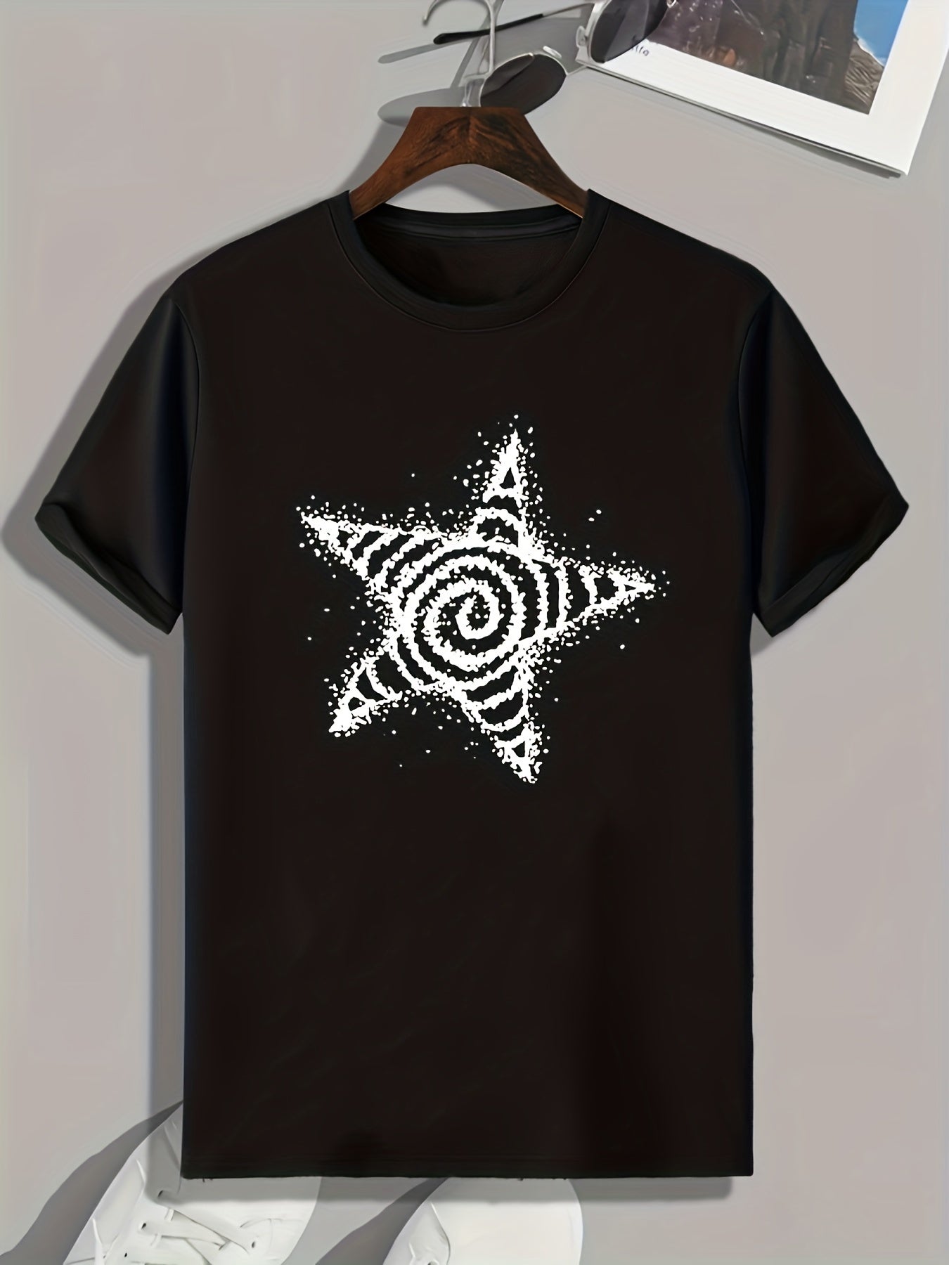 Star Pattern Print Men's Comfy Sports T shirt Graphic Tee Men's Summer