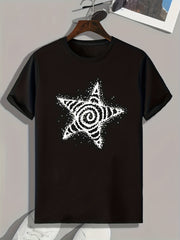 Star Pattern Print Men's Comfy Sports T shirt Graphic Tee Men's Summer