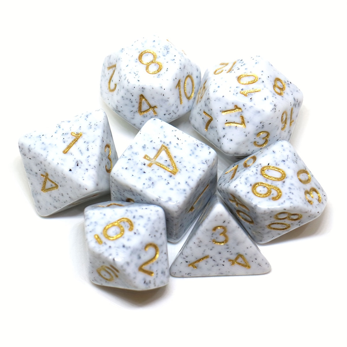 7pcs Stone Style Dice Board Game Dice Polyhedral RPG Dice