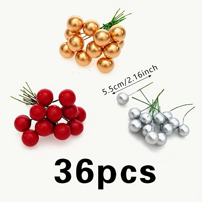 36pcs Christmas Tree Cherry Ornaments Fruits Decoration