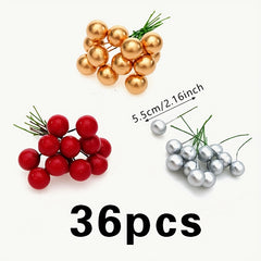 36pcs Christmas Tree Cherry Ornaments Fruits Decoration