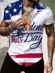 Independence Flag Print Men's Casual Short Sleeve Shirt