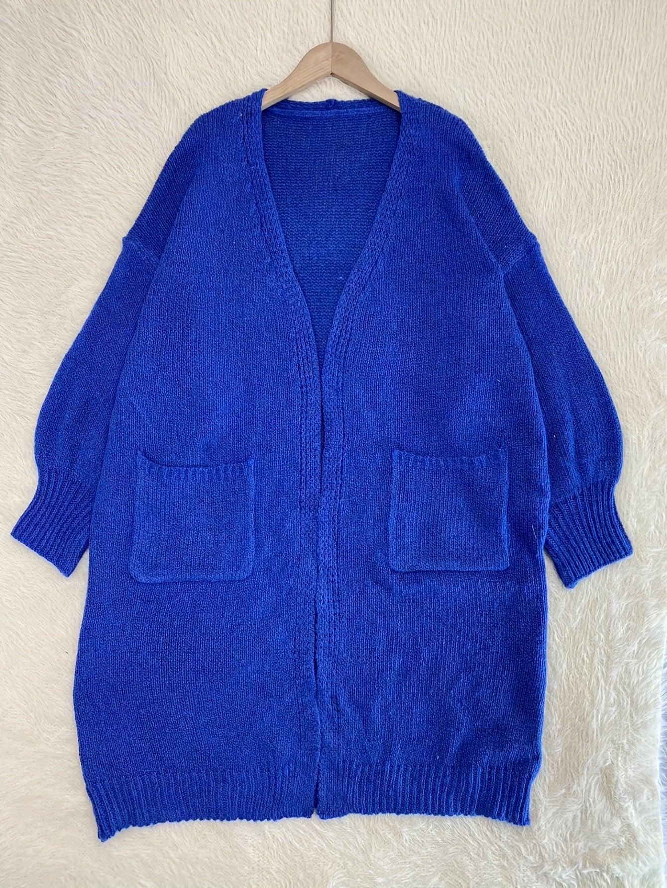 Casual Cardigan Women's Solid Lantern Sleeve Open Front Cardigan