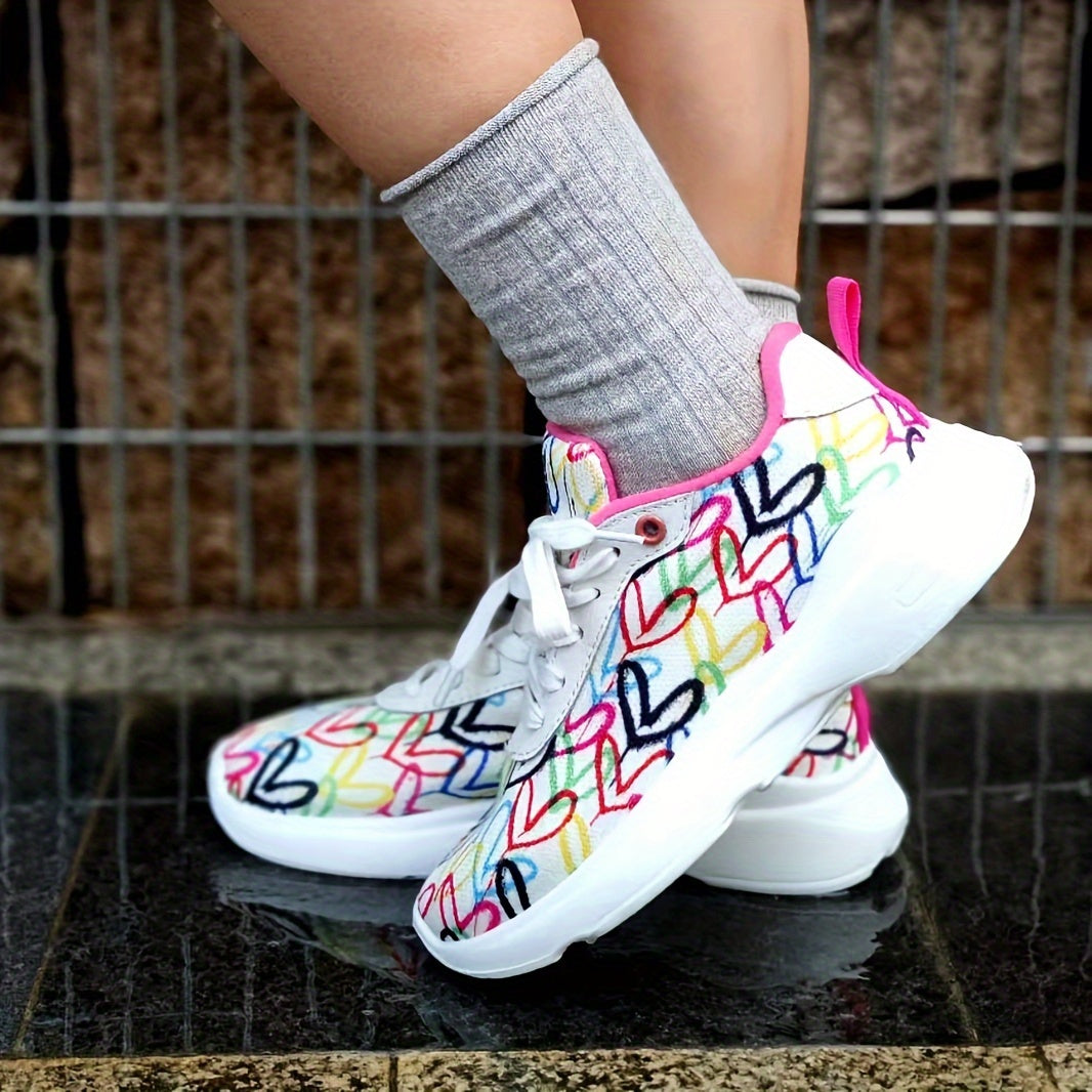Women's Love Heart Pattern Casual Sneakers