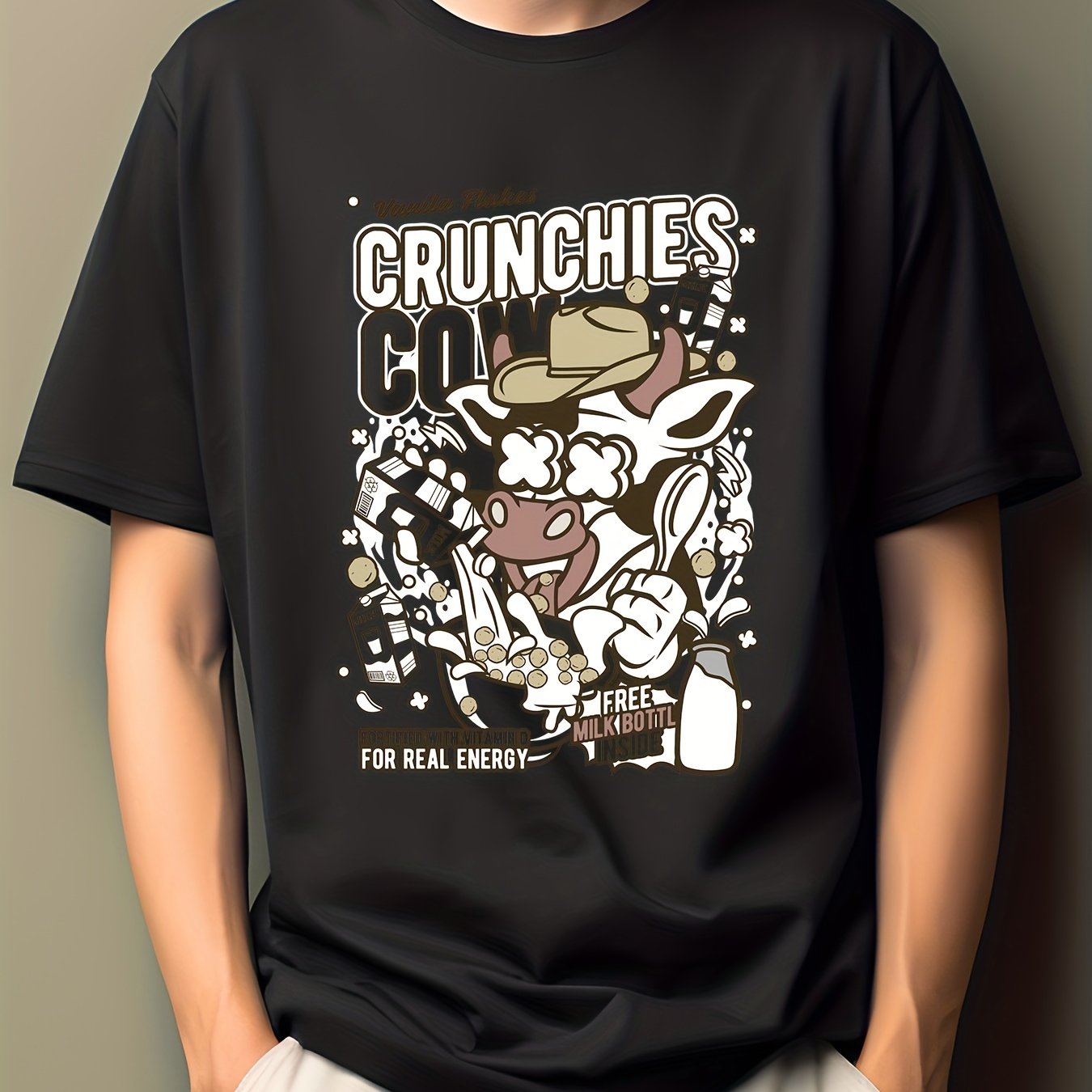Men's Cartoon Print T Shirt Active Casual Comfy Tee