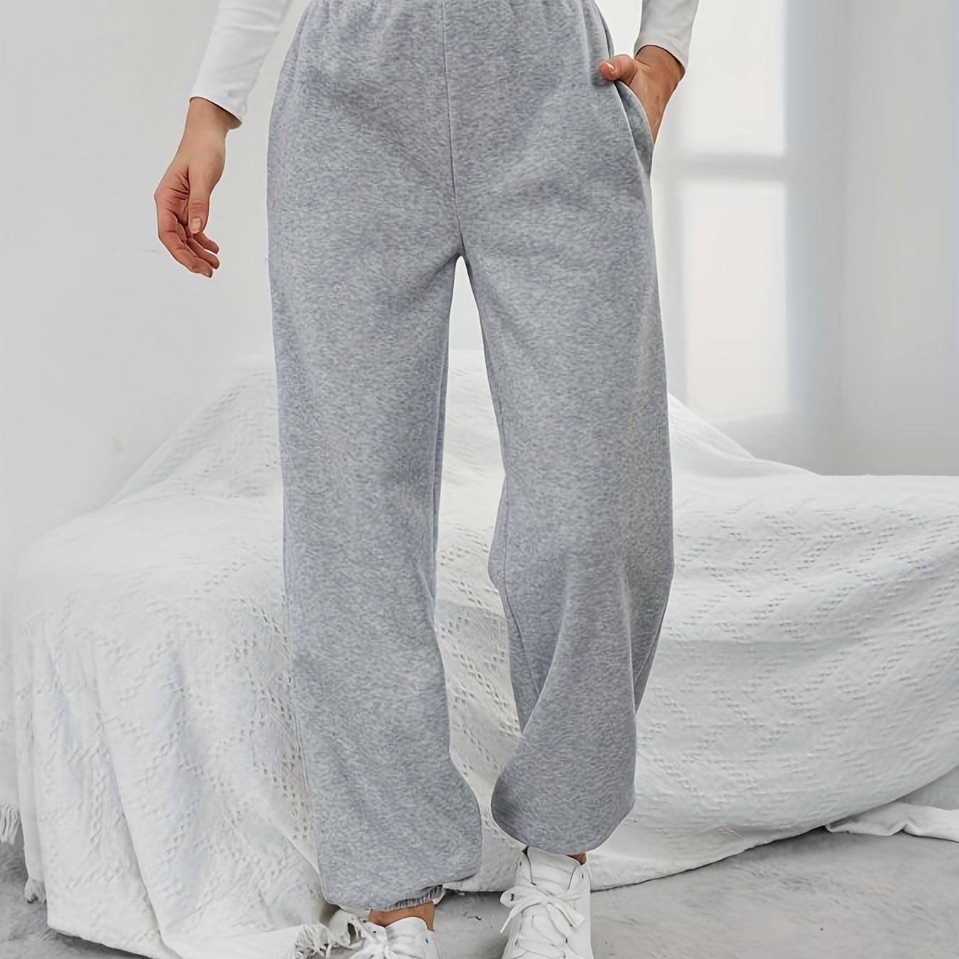 Casual Elastic Waist Jogger Pants Women's Clothing