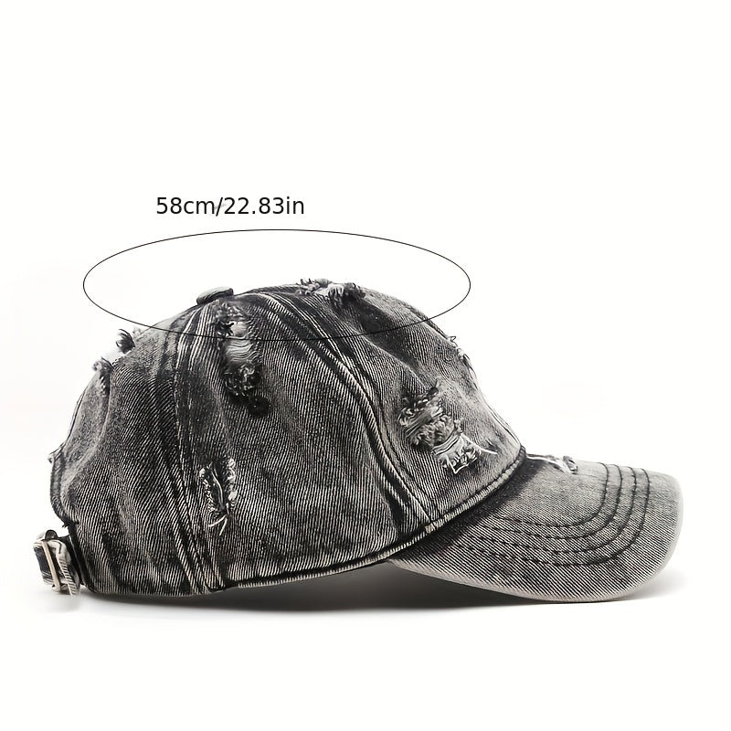 Unisex Breathable Adjustable Baseball Cap With Distressed Design