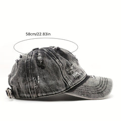 Unisex Breathable Adjustable Baseball Cap With Distressed Design