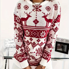Christmas Casual Sweater Women Round Neck Jumper