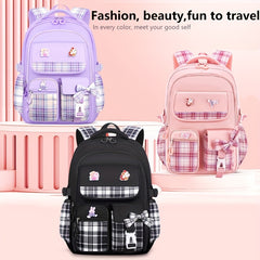 Kids Girls Cartoon Canvas Backpack Lightweight