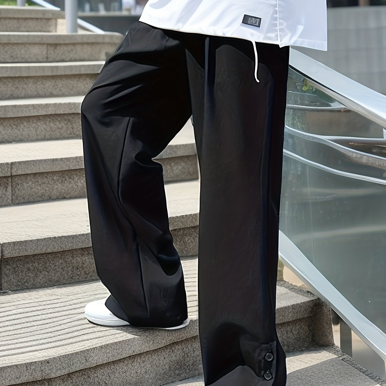 Men's Loose Fit Mopping Trousers Casual Straight Leg Pants