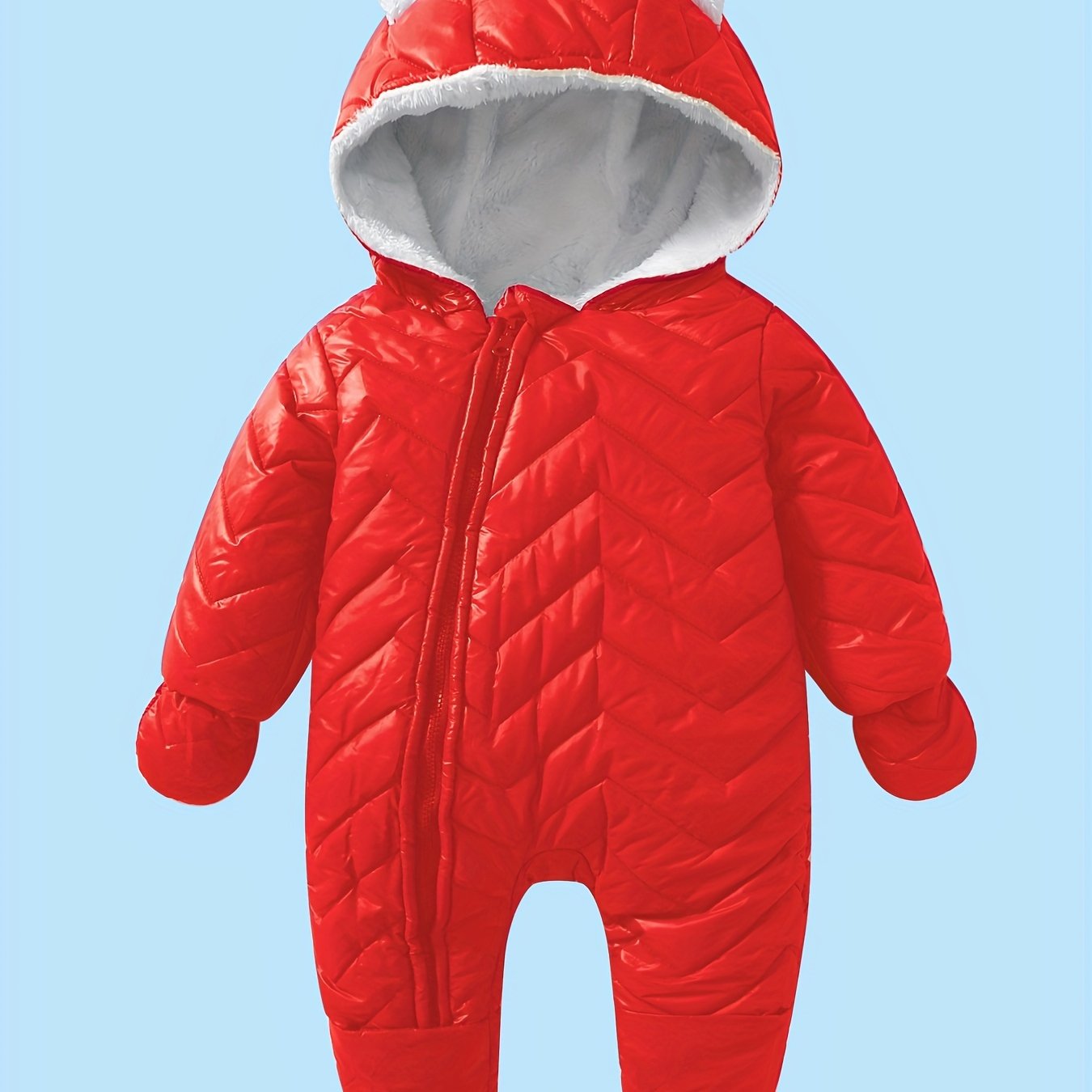 Baby Snowsuit Romper Plush Winter Jumpsuit 2pcs Set
