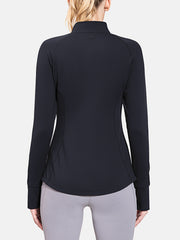 Women's Full Zip Front Cycling Jacket Long Sleeve Thumb Hole Sports Top