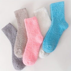 5 Pairs Soft Fuzzy Mid Tube Socks Women's Stockings