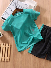 Kids Sports Casual Suit T-shirt & Shorts Set Quick Drying Lightweight