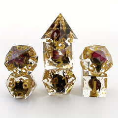 7pcs Rose Flower Golden Dice Fun Resin Dices Desktop Entertainment Game