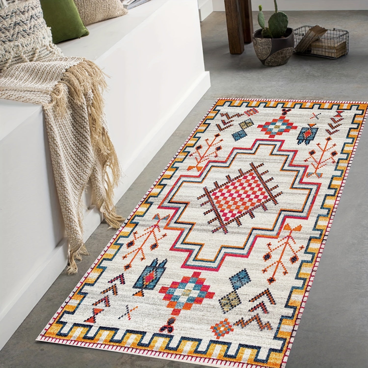 Boho Geometric Area Rug Moroccan Modern Bohemian Indoor Soft Tufted Carpet