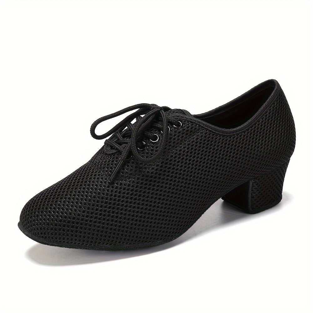 Women's Mesh Breathable Dance Shoes Chunky Heels Balloon Training Practice