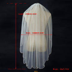 Hand Beaded Bridal Veil with Pearls Wedding Veil Fingertip Length