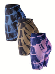 3-Pack Seamless Tie Dye Biker Shorts High Waist High Stretch