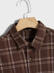 Men's Casual Plaid Shirt Outdoor Long Sleeve Lapel Stylish Comfort