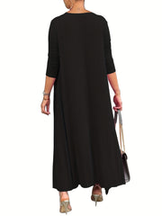 Sexy Outfits Set Solid Bodycon Tube Dress & Long Sleeve Cardigan Set