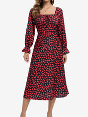 Allover Print Split Thigh Dress Women's Clothing