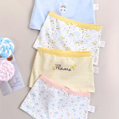 4pcs Girls Boxer Briefs Bear Print 95 Cotton Underwear