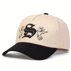 Men's Gothic Letter S Embroidered Baseball Cap Adjustable Casual Hat
