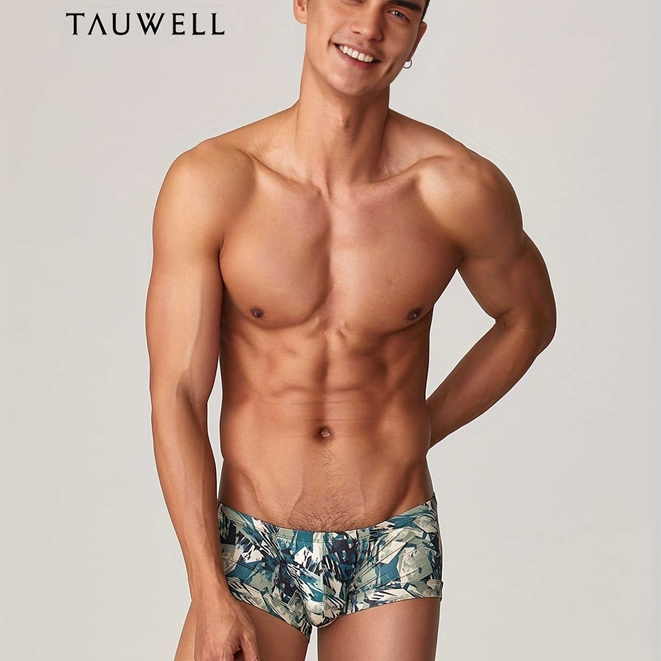 Men's Stylish Printed Bikini Briefs Breathable Underwear Trunks