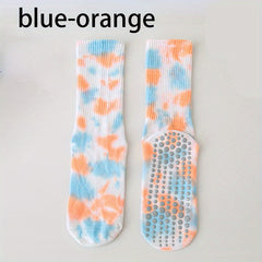 Women's Tie Dye Non-slip Yoga Pilates Socks Breathable Long Tube Dance Training