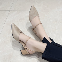 Chunky Heeled Pumps Double Strap Sandals